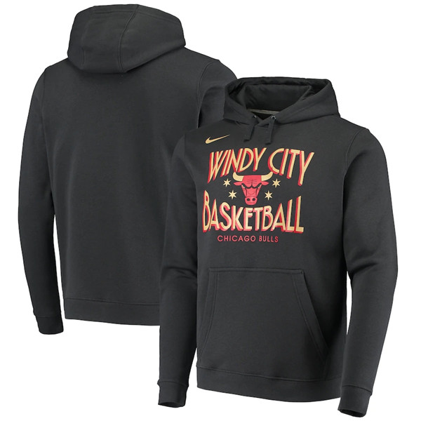Men's Chicago Bulls 2021 Black City Edition Story Club Pullover Hoodie